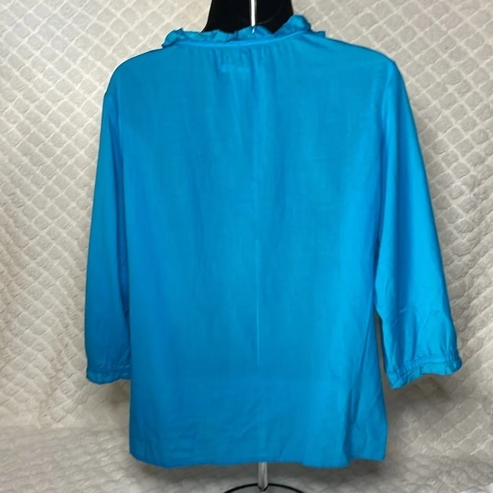 Old Navy Blouse Women's Size Medium. Turquoise Puff Long Sleeve Boho Top